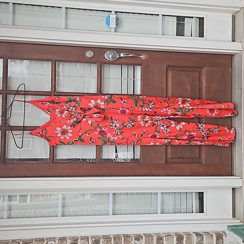 Guess Floral Split Leg Satiny Jumpsuit - Picture 3 of 7